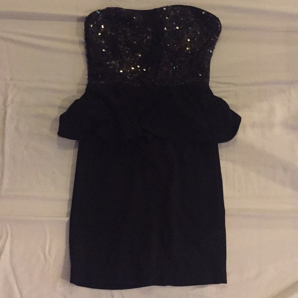 Black sequined top cocktail dress